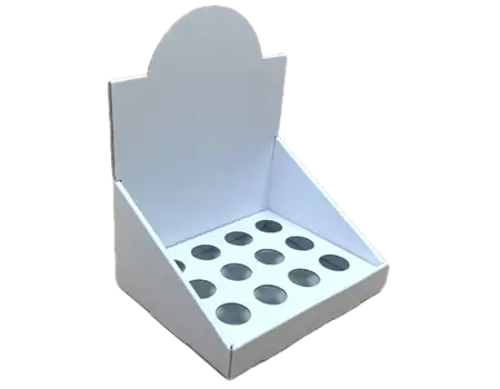 Présentoir à huiles carton CBD blanc  – 12 emplacements flacons - 17 x 13 x 18,50 cm | OD3045 | Bulteau Systems