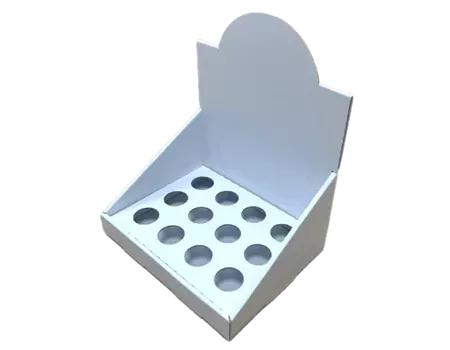 Présentoir à huiles carton CBD blanc personnalisable – 12 emplacements flacons -  17 x 13 x 18,50 cm | OD3046 | Bulteau Systems